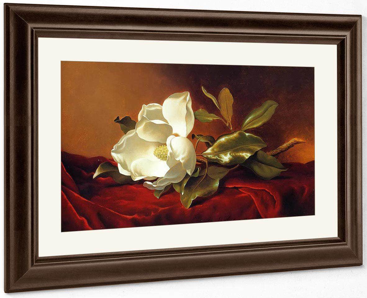 A Magnolia On Red Velvet By Martin Johnson Heade Fine Art Print