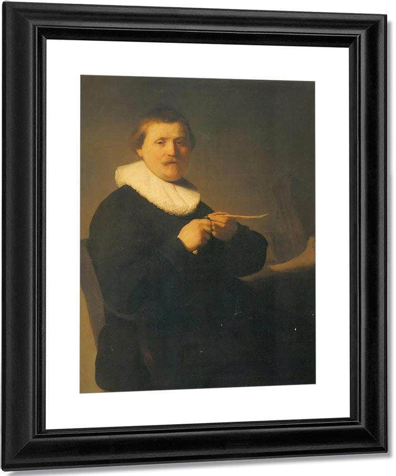 A Man Sharpening A Quill,C By Rembrandt Fine Art Print