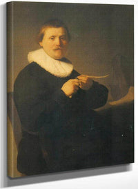 A Man Sharpening A Quill,C By Rembrandt Fine Art Print