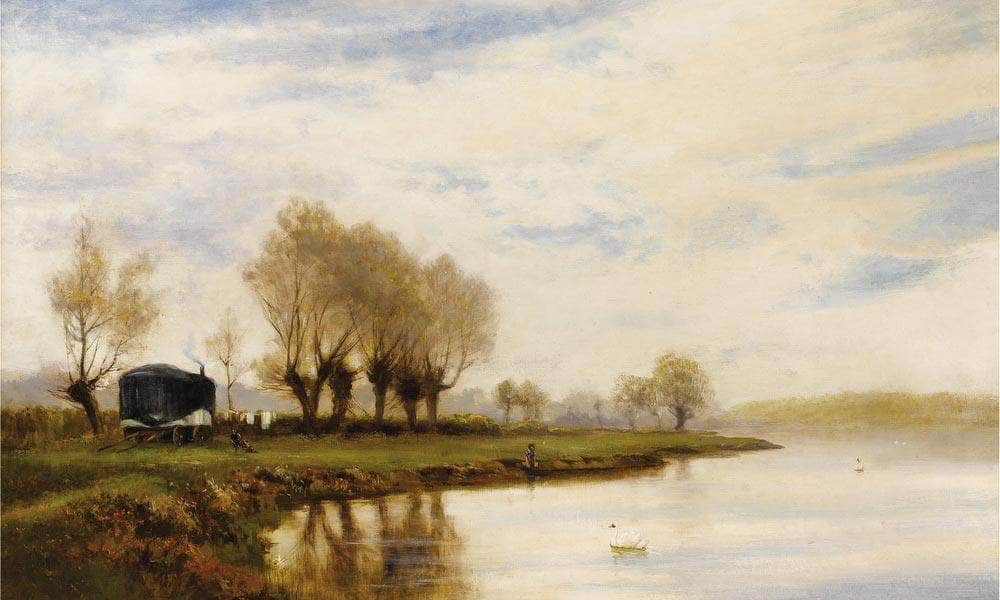 A Misty Morning The Tow Path At Shepperton By Alfred De Breanski Fine Art Print