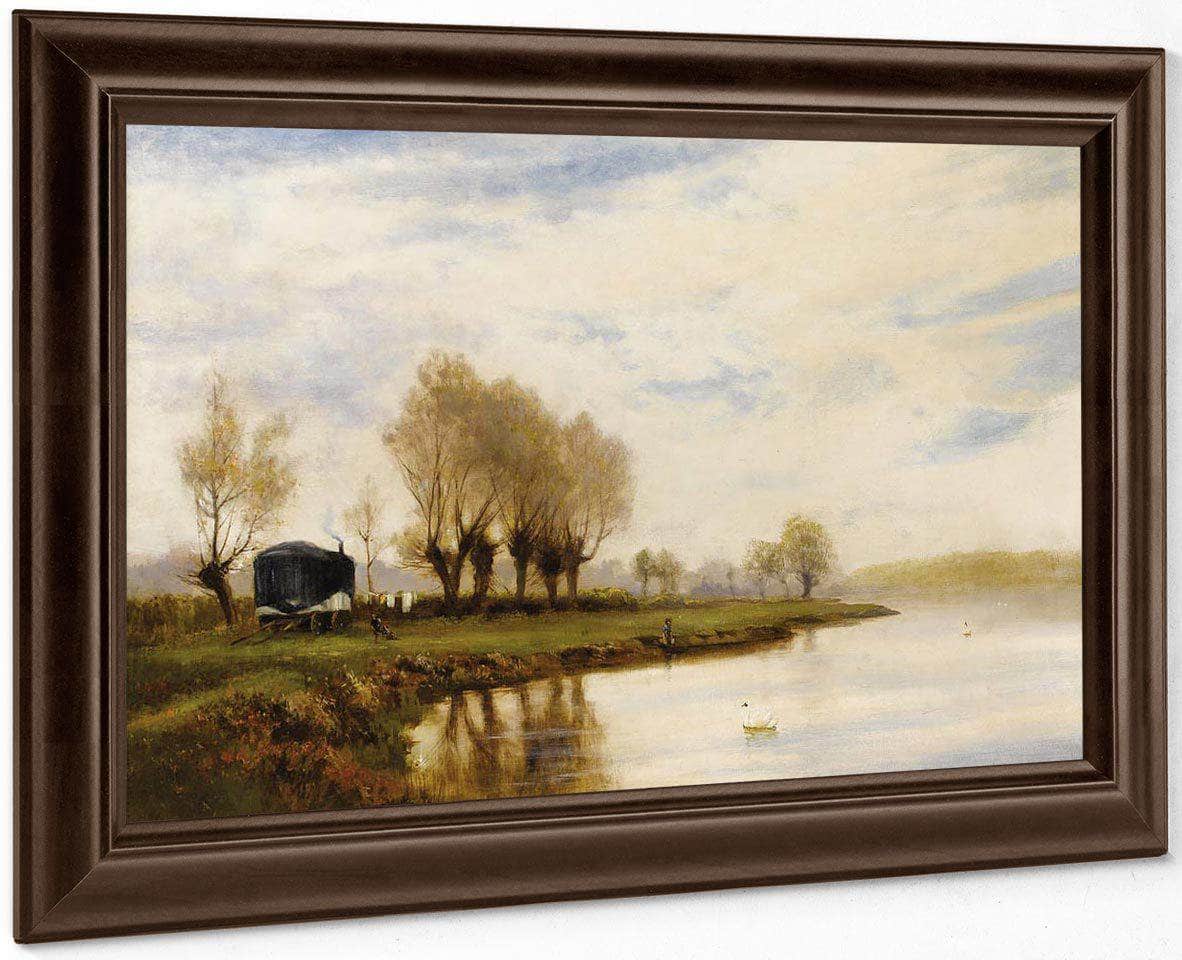 A Misty Morning The Tow Path At Shepperton By Alfred De Breanski Fine Art Print