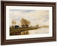 A Misty Morning The Tow Path At Shepperton By Alfred De Breanski Fine Art Print