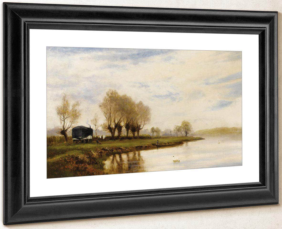 A Misty Morning The Tow Path At Shepperton By Alfred De Breanski Fine Art Print