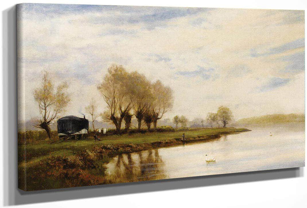 A Misty Morning The Tow Path At Shepperton By Alfred De Breanski Fine Art Print