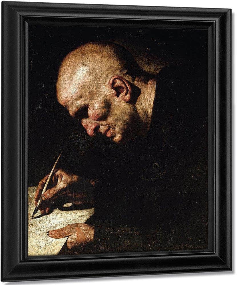 A Monk Scribe By Master Of The Annunciation To The Shepherds Fine Art Print