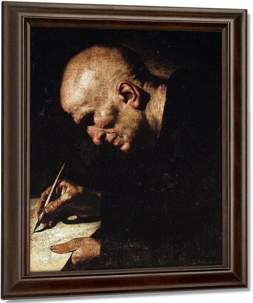 A Monk Scribe By Master Of The Annunciation To The Shepherds Fine Art Print