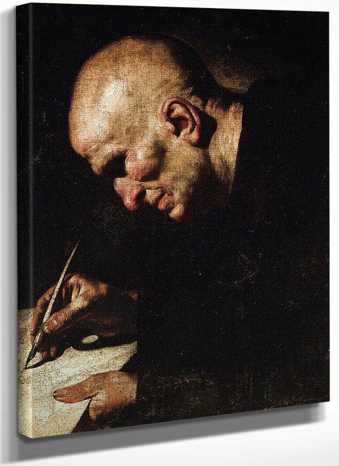 A Monk Scribe By Master Of The Annunciation To The Shepherds Fine Art Print