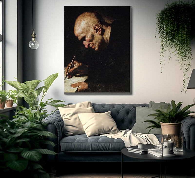 A Monk Scribe By Master Of The Annunciation To The Shepherds Fine Art Print