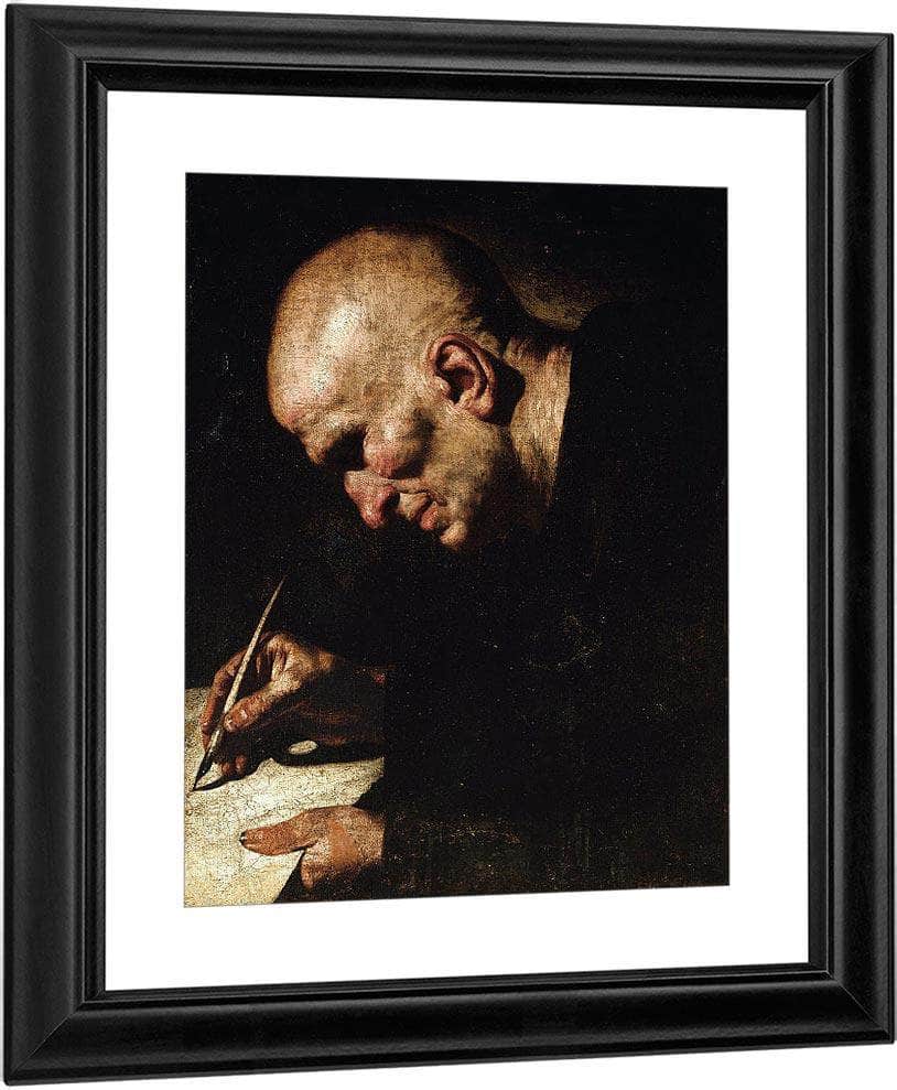 A Monk Scribe By Master Of The Annunciation To The Shepherds Fine Art Print