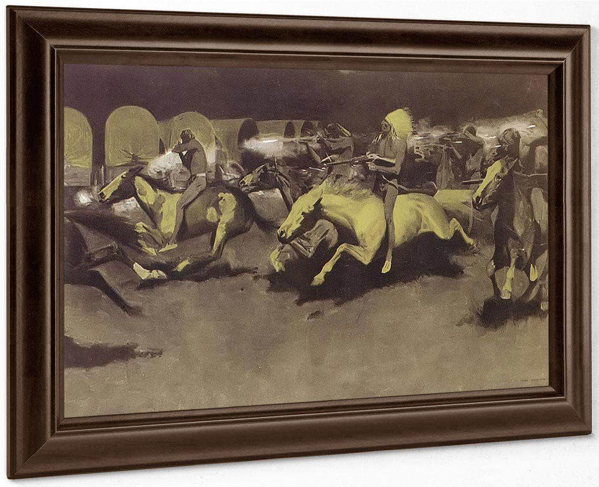 A Night Attack On A Gevernment Wagon Train By Frederic Remington Fine Art Print