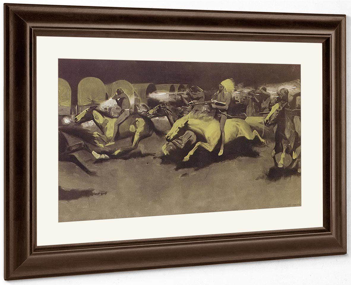 A Night Attack On A Gevernment Wagon Train By Frederic Remington Fine Art Print
