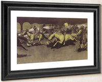 A Night Attack On A Gevernment Wagon Train By Frederic Remington Fine Art Print
