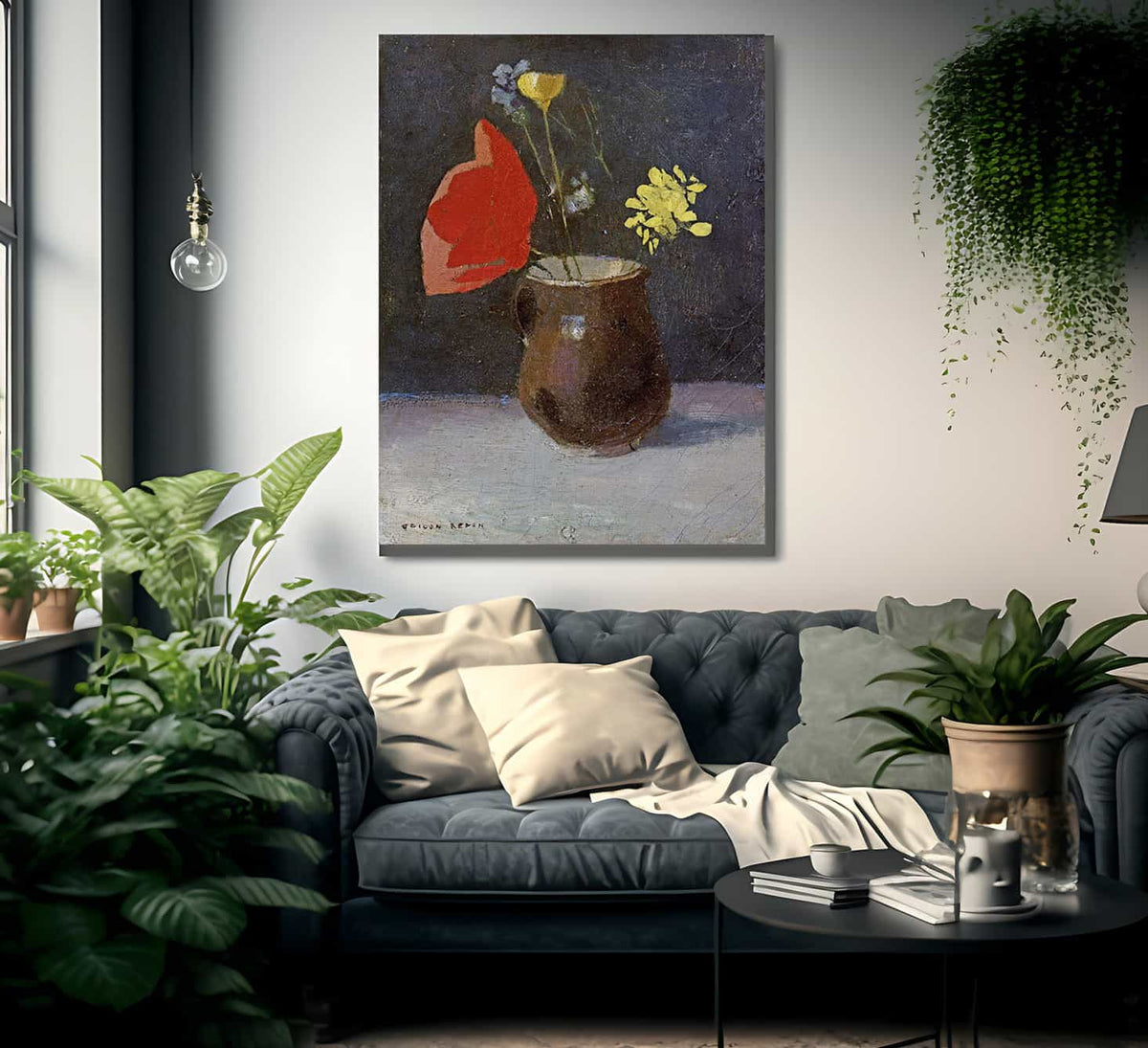 A Pitcher Of Flowers By Odilon Redon Fine Art Print
