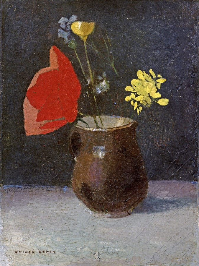 A Pitcher Of Flowers By Odilon Redon Fine Art Print