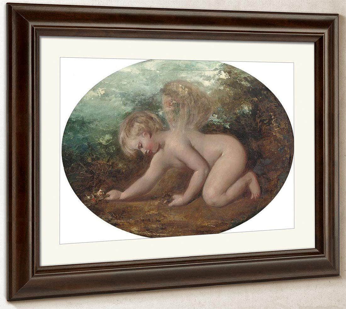 A Putto Collecting Flowers By William Etty Fine Art Print