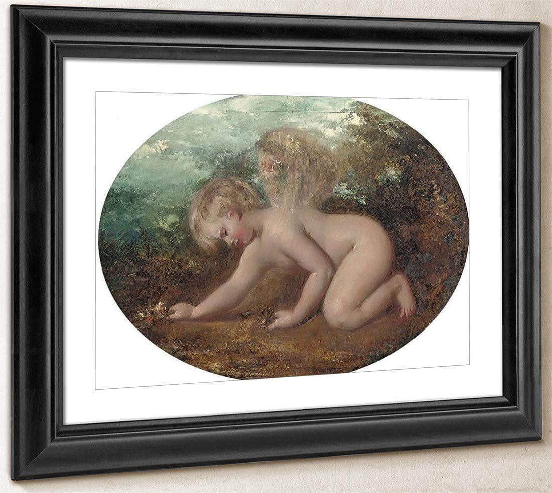 A Putto Collecting Flowers By William Etty Fine Art Print