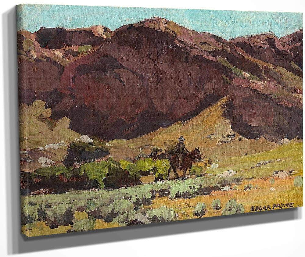 A Rider And Packhorse Along An Arroyo By Edgar Payne Fine Art Print