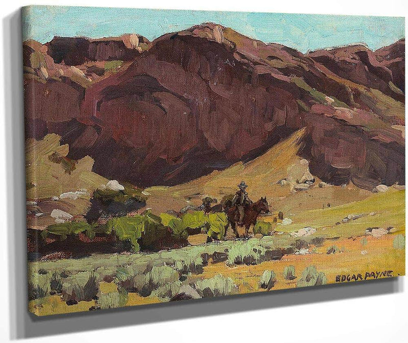 A Rider And Packhorse Along An Arroyo By Edgar Payne Fine Art Print