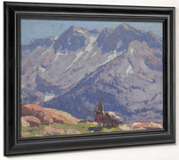 A Rider With Packhorses In The Sierras; A Sierra Lake (Double Sided) By Edgar Payne Fine Art Print