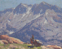 A Rider With Packhorses In The Sierras; A Sierra Lake (Double Sided) By Edgar Payne Fine Art Print