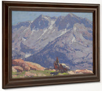 A Rider With Packhorses In The Sierras; A Sierra Lake (Double Sided) By Edgar Payne Fine Art Print