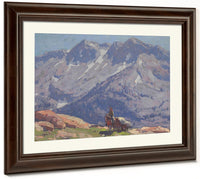 A Rider With Packhorses In The Sierras; A Sierra Lake (Double Sided) By Edgar Payne Fine Art Print