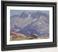A Rider With Packhorses In The Sierras; A Sierra Lake (Double Sided) By Edgar Payne Fine Art Print