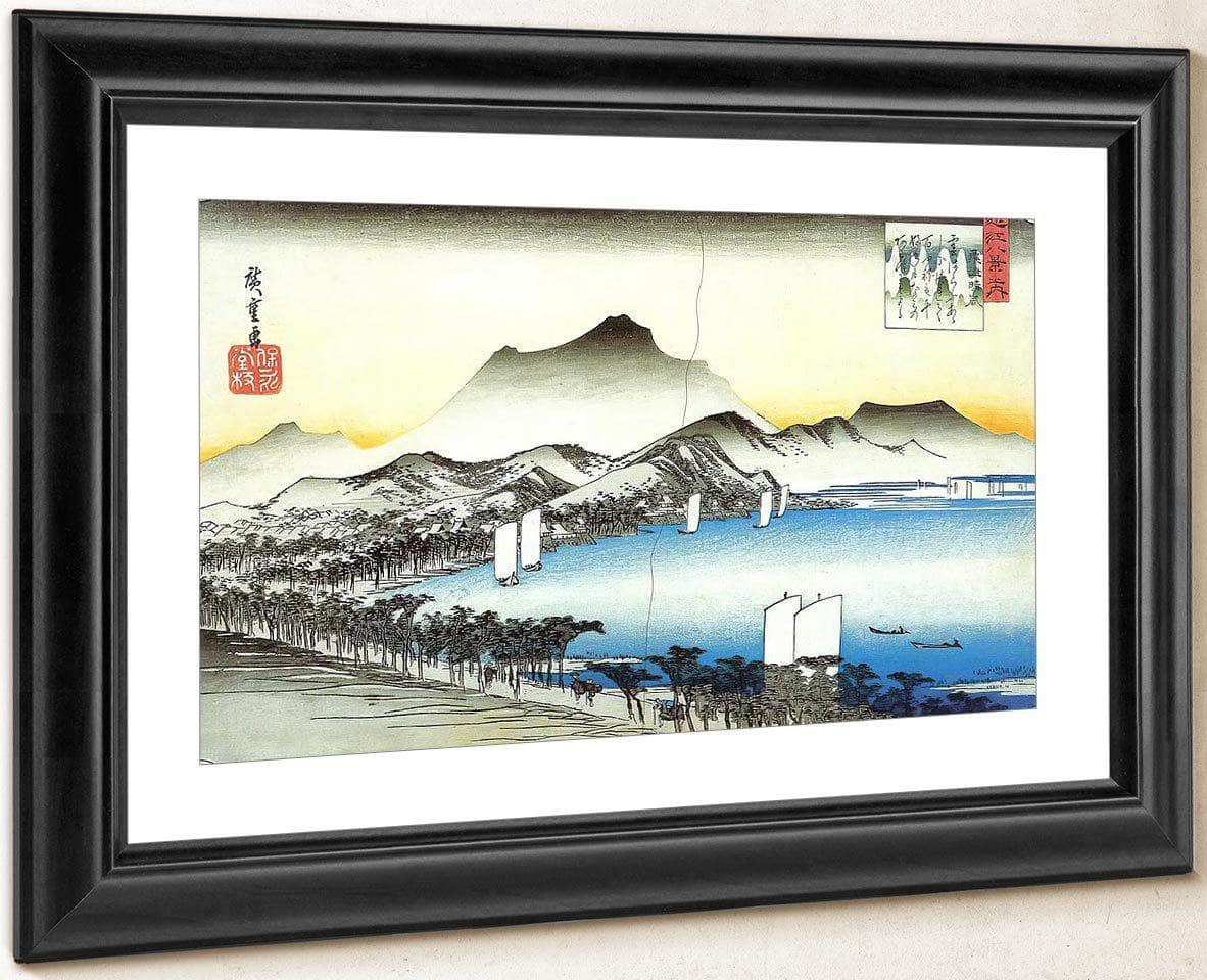 A Road Beside A Lake With Some Boats By Hiroshige Fine Art Print