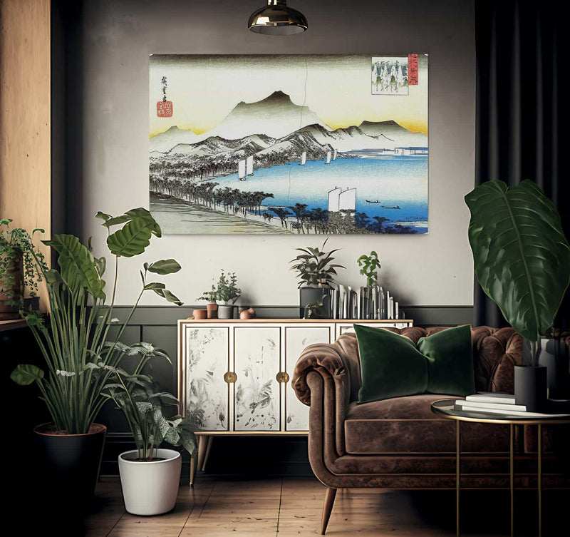 A Road Beside A Lake With Some Boats By Hiroshige Fine Art Print