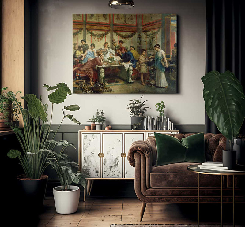 A Roman Feast By Roberto Bompiani Fine Art Print