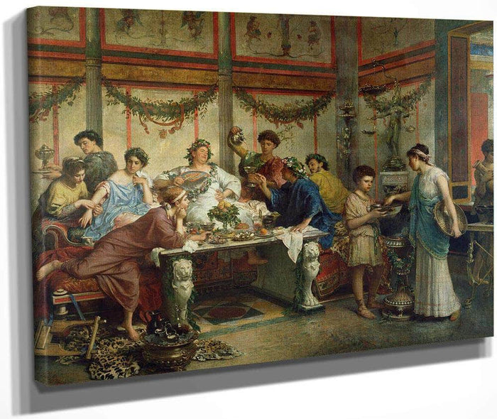 A Roman Feast By Roberto Bompiani Fine Art Print