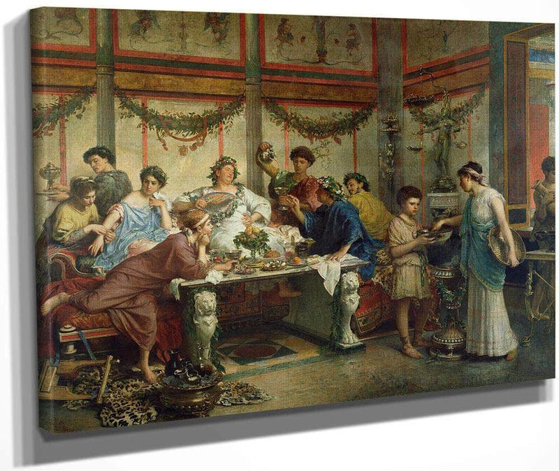 A Roman Feast By Roberto Bompiani Fine Art Print