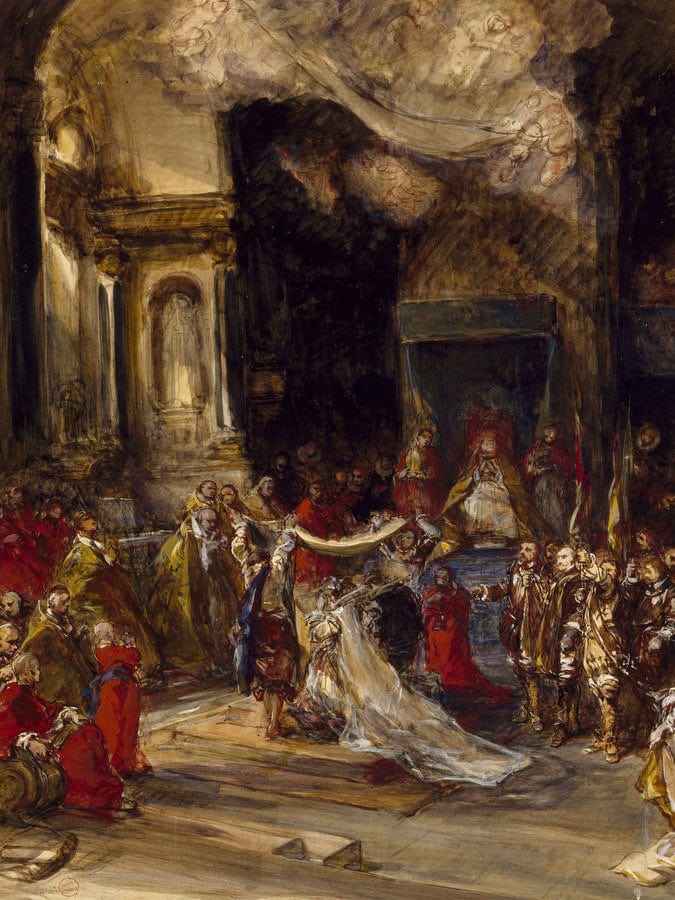 A Royal Marriage Scene By Eugene Isabey Fine Art Print