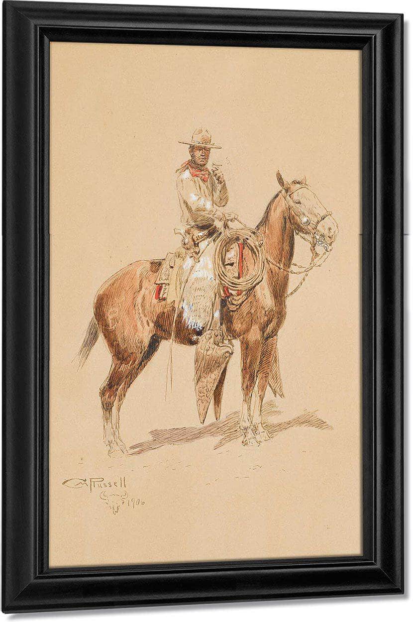 A Shadow Rider By Charles Marion Russell Fine Art Print