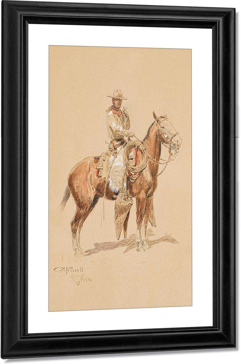 A Shadow Rider By Charles Marion Russell Fine Art Print