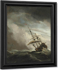 A Ship On The High Seas Caught By A Squall Known As 'The Gust' By Willem Van De Velde Ii Fine Art Print
