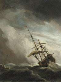A Ship On The High Seas Caught By A Squall Known As 'The Gust' By Willem Van De Velde Ii Fine Art Print