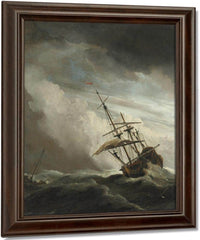 A Ship On The High Seas Caught By A Squall Known As 'The Gust' By Willem Van De Velde Ii Fine Art Print