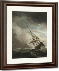 A Ship On The High Seas Caught By A Squall Known As 'The Gust' By Willem Van De Velde Ii Fine Art Print