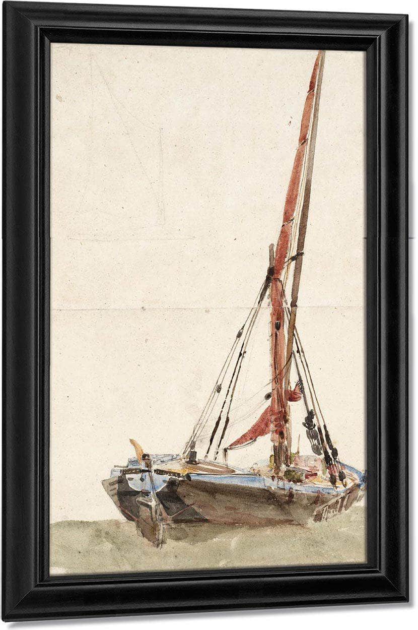 A Ship. Verso Open Landscape By David Cox Fine Art Print