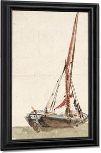 A Ship. Verso Open Landscape By David Cox Fine Art Print