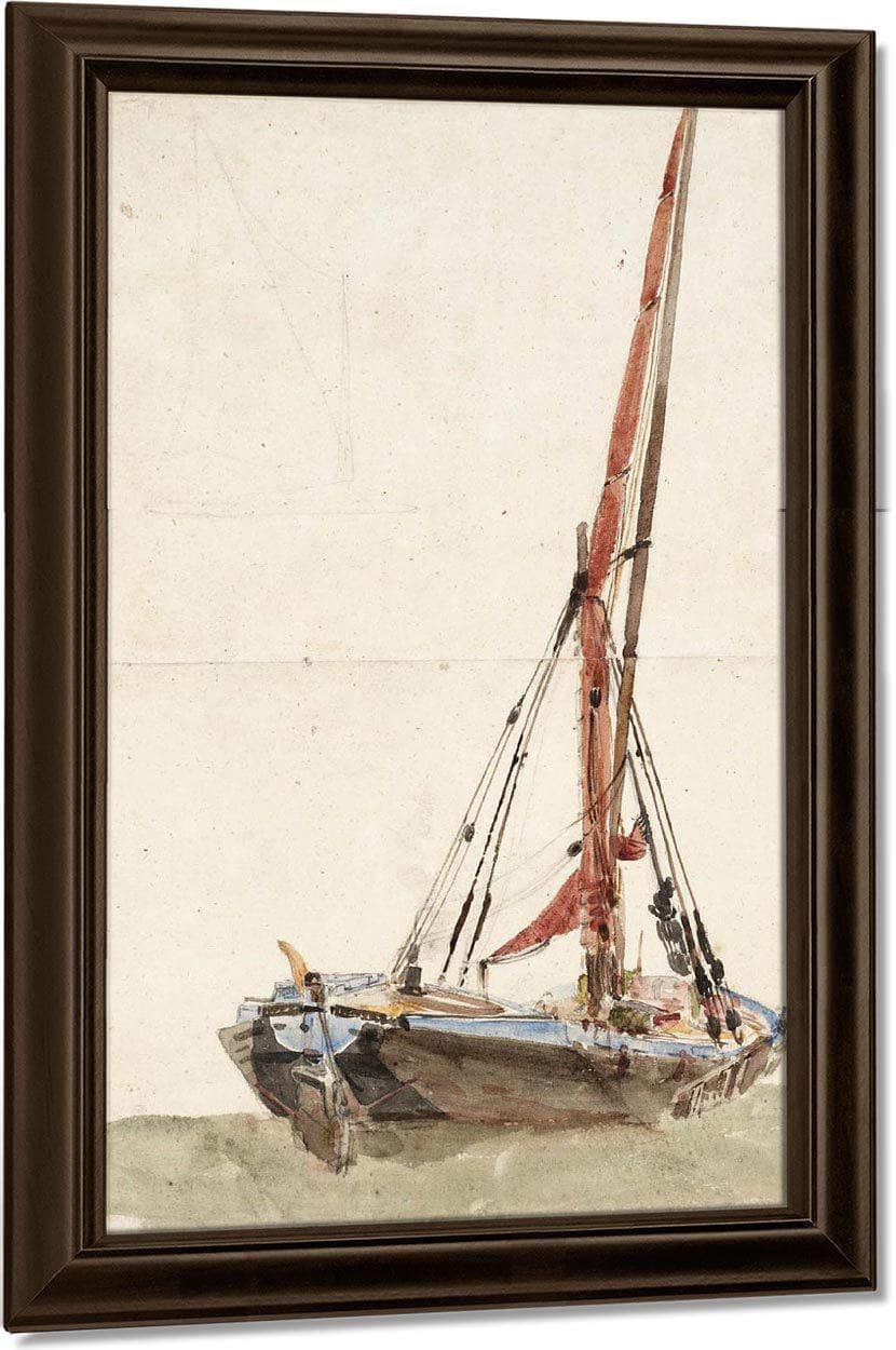 A Ship. Verso Open Landscape By David Cox Fine Art Print