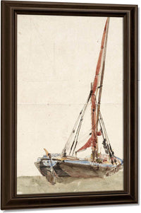 A Ship. Verso Open Landscape By David Cox Fine Art Print