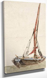 A Ship. Verso Open Landscape By David Cox Fine Art Print