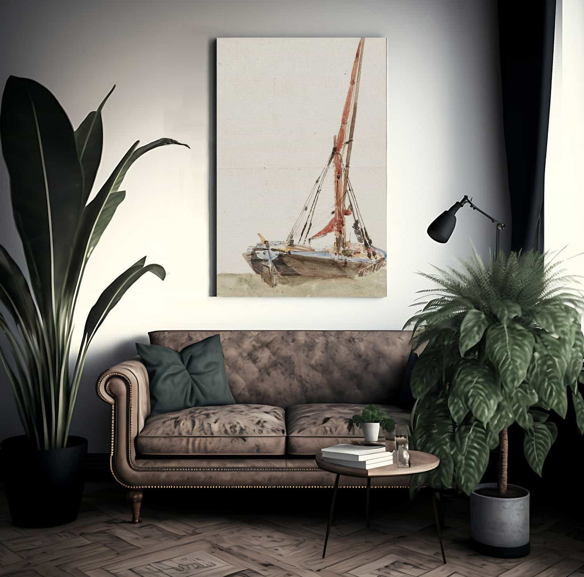 A Ship. Verso Open Landscape By David Cox Fine Art Print