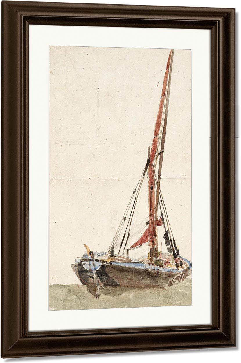 A Ship. Verso Open Landscape By David Cox Fine Art Print