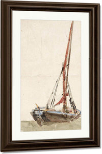 A Ship. Verso Open Landscape By David Cox Fine Art Print