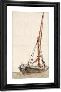 A Ship. Verso Open Landscape By David Cox Fine Art Print