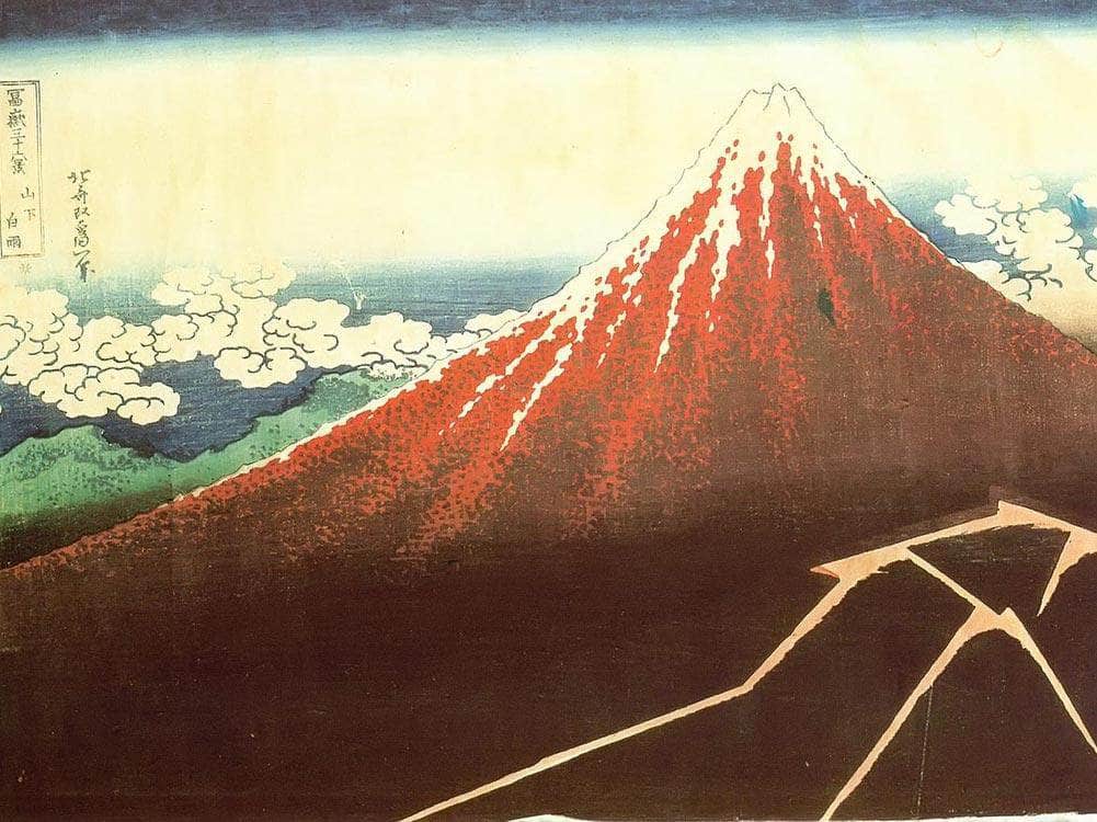 A Shower Below The Summit By Hokusai Fine Art Print