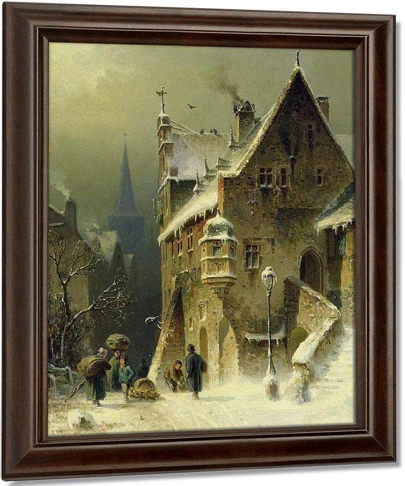 A Small Town In The Rhine By August Eduard Schliecker Fine Art Print